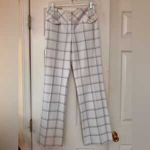 LOFT White Plaid Trousers